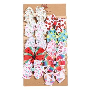Baby Girls Nylon Elastic Headband Soft Flower Hair Band For Toddler Infant Newborn Hair Bows Set Of 10 (#1)