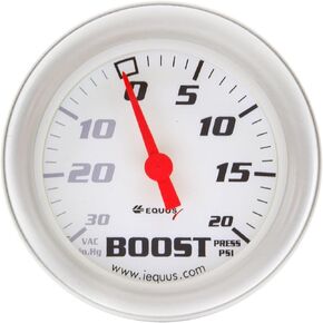 Equus 8457 2-5/8" Vacuum/Boost Gauge, White with Aluminum Bezel