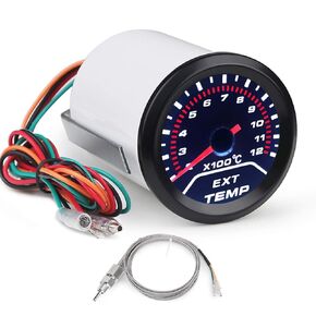 WATERWICH EGT Exhaust Gas Temperature Gauge 200-1200 Celsius Pyrometer Kit 2-1/16" 52mm Includes Electronic Sensor Black Dial Universal for Car Truck Vehicle Automotive