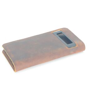 JJNUSA Compatible with Google Pixel 6 Handmade Genuine Distressed Leather Wallet Case Flip Cover Brown