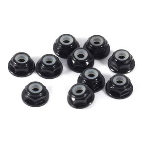 Hex Self Lock Nuts, 10 PCS M2 Nuts CNC Aluminum Flanged Nylon Self Locking Nut Metal Hex Nuts Black