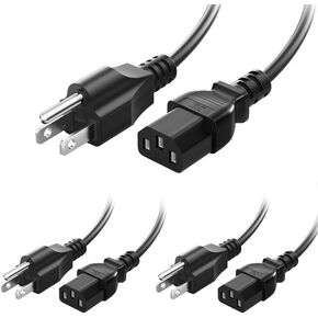 3 Prong Computer Power Cord, 4FT AC Power Cord Compatible for Samsung, HP, LG, AOC, BenQ, Acer, Asus, ViewSonic, Dell, Compaq Computer PC Monitor Power Cable, 1 Pack