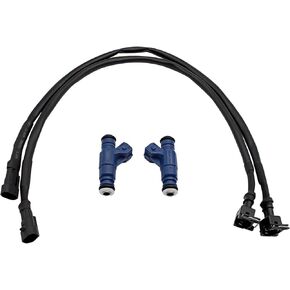 2 Pcs Fuel Injector with Pigtail Harness 1202863 1253558 Fits for Polaris Ranger/RZR/Sportsman 700 800 EFI 2005-2014, 25 Inches Metal and Composite Plastic Fuel Injectors Connector