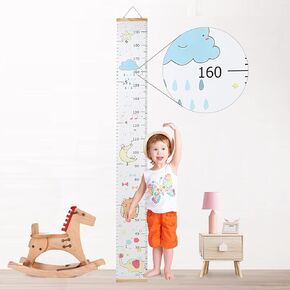 Hanging Growth Chart, Height Measure Ruler Roll Up Wooden Canvas Growth Ruler for Kids Baby Birthday Gift (Colorful&B1)
