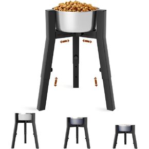 Dog Bowl Stand for Large Dogs, Adjustable Width & Height, Elevated Dog Bowls for 7-10.7" Wide Bowls, 3 Height Adjustment, Tall Dog Food Water Bowl, Single Dog Bowl Holder,Bowl Not Included