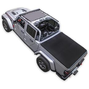 SPIDERWEBSHADE Mesh Jeep Sunshade Top Compatible with Jeep Gladiator JT 4-Door (2018 -Current) Made in The USA Mesh Sun Shade Top Sunshade Jeep Accessory (Black)