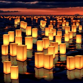 10Pack Wooden Floating Paper Lanterns with Candle Lights,DIY Letters Tangled Lanterns Decorative Outdoor Candle Lantern for Wedding,Pool,Birthday Party,Whishing (10 Lanterns with Candles)