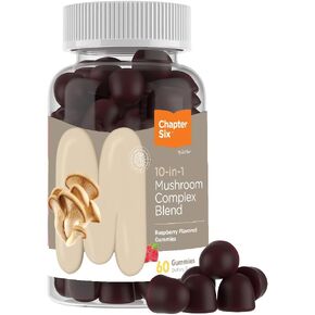 Zahler Chapter Six 10 in 1 Mushroom Complex Blend, Raspberry Flavored 60 Count.