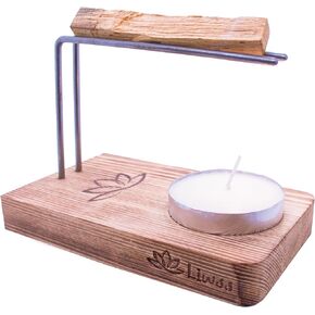 Palo Santo & Sage Holder, Natural Wood Burner Holder for Palo Santo & Sage Smudge Sticks Ideal for Home Energy Cleansing & Smudging. Palo Santo Stick, Large Tea Candle & Daily Affirmations Included