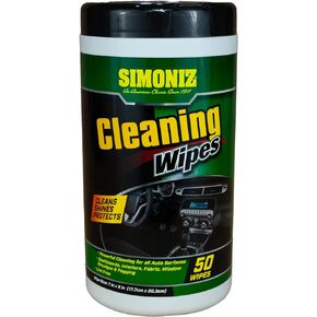 Simoniz Auto Cleaning Wipes – Interior Detailer for Convenient Cleanup – Includes 50 Wipes for All Surfaces Including Dashboards, Fabric, Windows & Screens - Great for Cars, Trucks, SUVs, Boats in Kuwait
