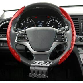 Steering Wheel Cover, Car Carbon Fiber Steering Wheel Cover, Segmented Steering Wheel Protector, Car Wheel Cover for Men/Women, Anti-Slip, Universal Fit for 99% Car Steering Wheel, with 4 Hook (Blue)