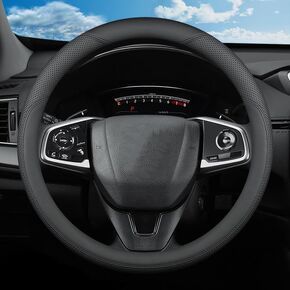 غطاء عجلة قيادة السيارة لسيارة Honda Civic Accord CRV HRV Pilot Passport Odyssey Element Insight Fit Ridgeline Clarity City LX EX EXL Si Hatchback Sport Hybrid Touring Accessories، جلد أسود