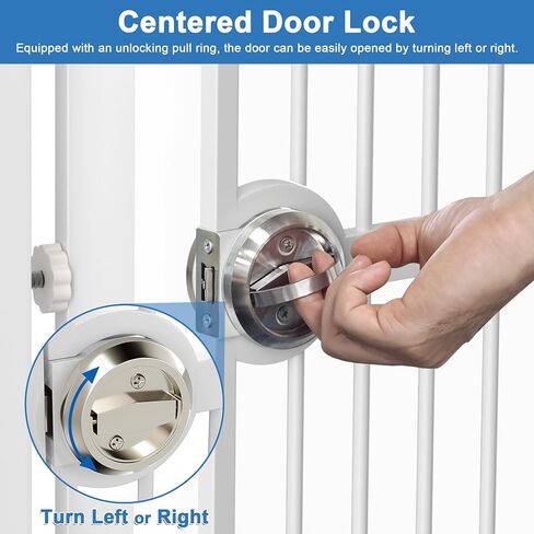 61" Extra Tall Pet Gate for Doorway, 30.2"-32.6" Adjustable Wide Dog Door and Cat Door, 1.37" Gap for Pet Gates, Suitable for Doorways or Kitchen, No Drilling Pressure Mount Kit, White in Saudi Arabia