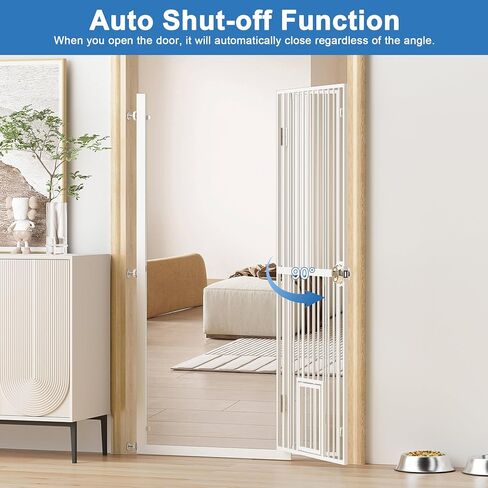 61" Extra Tall Pet Gate for Doorway, 30.2"-32.6" Adjustable Wide Dog Door and Cat Door, 1.37" Gap for Pet Gates, Suitable for Doorways or Kitchen, No Drilling Pressure Mount Kit, White in Saudi Arabia