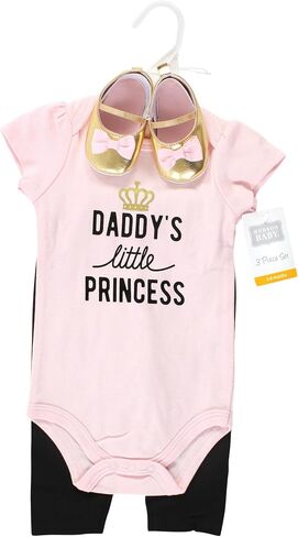 بدلة أطفال من القطن للجنسين من Hudson Baby، طقم بنطلون وأحذية، Daddys Little Princess، حديثي الولادة in Saudi Arabia
