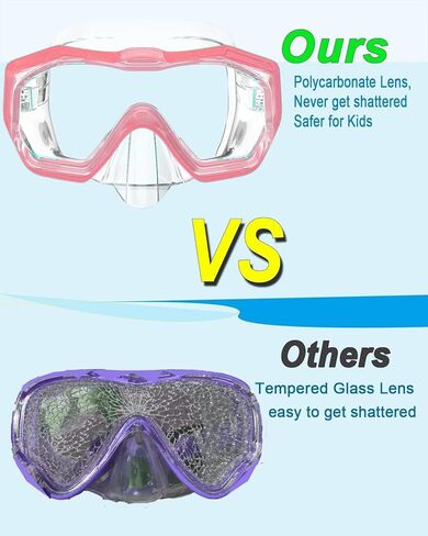 نظارات السباحة للأطفال من Bairuifu للأطفال من سن 4 إلى 16 عامًا، عدسات مضادة للكسر/مضادة للضباب / رؤية بانورامية 180 درجة / نظارات سباحة للأطفال مع غطاء للأنف in Kuwait