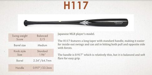 Spark H117 Wooden Baseball Bat Maple Wood (-2.5 Dropweight) [Made in Japan] with Coupon at Checkout (32.5) in Kuwait
