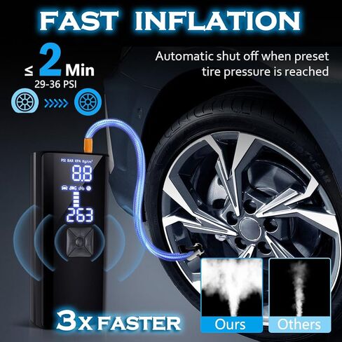 Cordless Car Tire Inflator Portable Air Compressor Air Pump Portable for Car Tires,28000mAh 150PSI Car Air Pump Portable,3X Faster Electric Car Inflator Air Pump for Car,Cool Car Accessories for Men in Kuwait