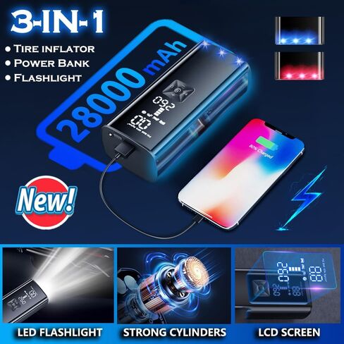 Cordless Car Tire Inflator Portable Air Compressor Air Pump Portable for Car Tires,28000mAh 150PSI Car Air Pump Portable,3X Faster Electric Car Inflator Air Pump for Car,Cool Car Accessories for Men in Kuwait