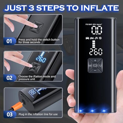 Cordless Car Tire Inflator Portable Air Compressor Air Pump Portable for Car Tires,28000mAh 150PSI Car Air Pump Portable,3X Faster Electric Car Inflator Air Pump for Car,Cool Car Accessories for Men in Kuwait