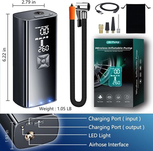Cordless Car Tire Inflator Portable Air Compressor Air Pump Portable for Car Tires,28000mAh 150PSI Car Air Pump Portable,3X Faster Electric Car Inflator Air Pump for Car,Cool Car Accessories for Men in Kuwait
