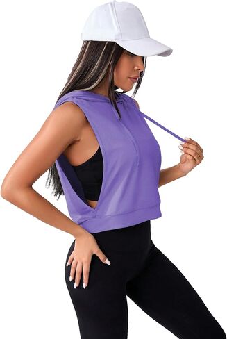 قميص SweatyRocks النسائي بدون أكمام للتمرين في صالة الألعاب الرياضية، قميص قصير بدون أكمام مفتوح الجانب للتمرين الرياضي، أرجواني متوسط in Saudi Arabia