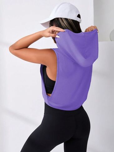 قميص SweatyRocks النسائي بدون أكمام للتمرين في صالة الألعاب الرياضية، قميص قصير بدون أكمام مفتوح الجانب للتمرين الرياضي، أرجواني متوسط in Saudi Arabia
