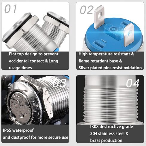 Holy Feather Industrial Switches - Momentary Push Button Switch for Power Switching, Ideal for Industrial Use - Compact, Reliable, and Weather Resistant(2Pcs) in Saudi Arabia