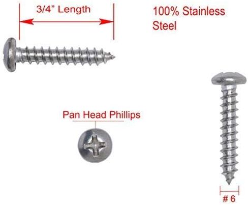 قطارة بولت #6 × 3/4 بوصة، رأس عموم فيليبس وود، (100 قطعة)، 18-8 (304) براغي من الفولاذ المقاوم للصدأ in Kuwait