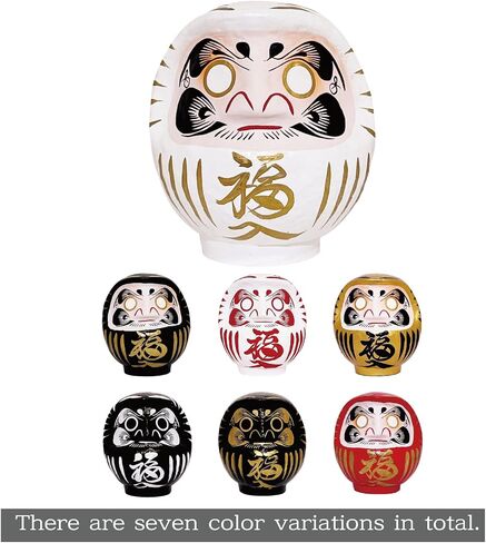Traditional Japanese Takasaki Daruma Doll 4.7inch Tall, Traditional Crafts, Handcrafted in Japan Good Luck Charms Gift Known for Bringing Good Fortune (Black White) in Saudi Arabia