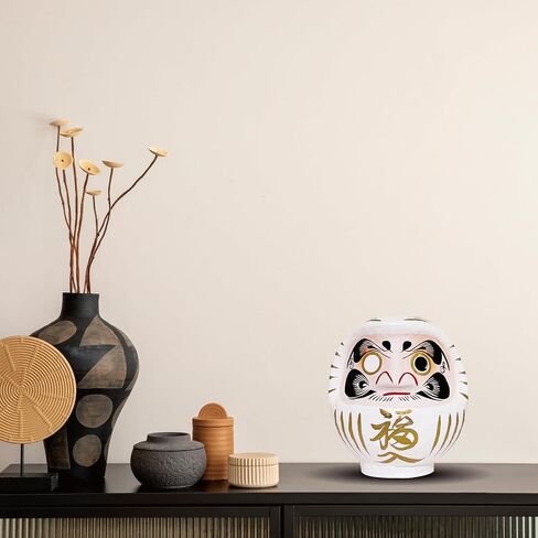 Traditional Japanese Takasaki Daruma Doll 4.7inch Tall, Traditional Crafts, Handcrafted in Japan Good Luck Charms Gift Known for Bringing Good Fortune (Black White) in Saudi Arabia