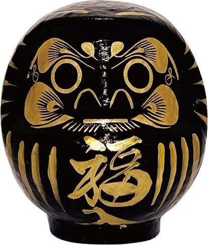 Traditional Japanese Takasaki Daruma Doll 4.7inch Tall, Traditional Crafts, Handcrafted in Japan Good Luck Charms Gift Known for Bringing Good Fortune (Black White) in Saudi Arabia