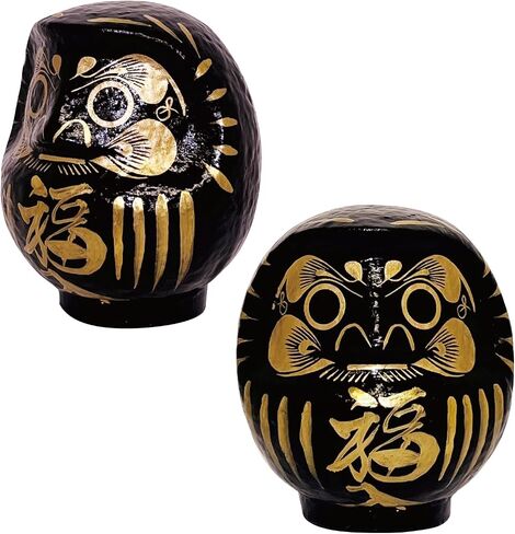 Traditional Japanese Takasaki Daruma Doll 4.7inch Tall, Traditional Crafts, Handcrafted in Japan Good Luck Charms Gift Known for Bringing Good Fortune (Black White) in Saudi Arabia
