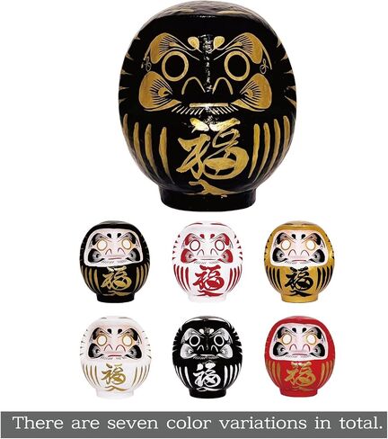 Traditional Japanese Takasaki Daruma Doll 4.7inch Tall, Traditional Crafts, Handcrafted in Japan Good Luck Charms Gift Known for Bringing Good Fortune (Black White) in Saudi Arabia