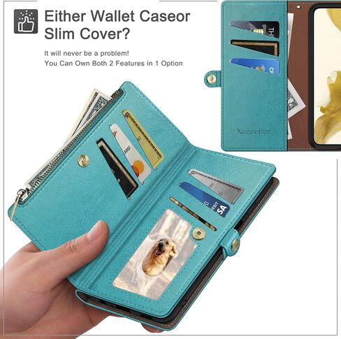 حافظة XcaseBar لهاتف iPhone 7Plus/8 Plus 5.5 بوصة مع حامل بطاقة ائتمان بسحاب، RFID Blocking، حافظة هاتف من جلد البولي يوريثان قابلة للطي وغطاء مقاوم للصدمات للنساء والرجال لهاتف Apple 7 Plus باللون الأحمر الخمري in Kuwait