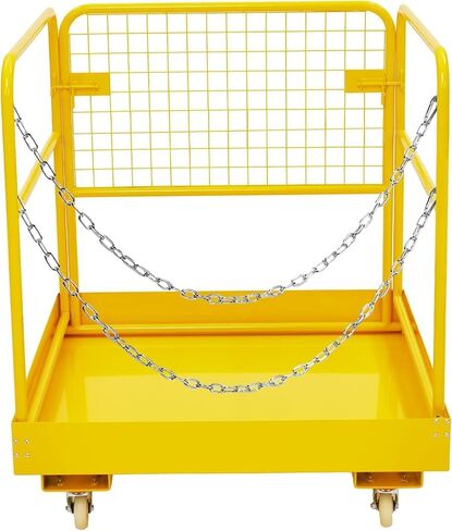 Forklift Safety Cage 36"x36" for 1 or 2 People, Forklift Man Basket 1200 Lbs, Foldable Forklift Work Platform for Changing Lights, Painting, Roof Repair, Tree Service Wheels, for Most Aerial Jobs in Saudi Arabia