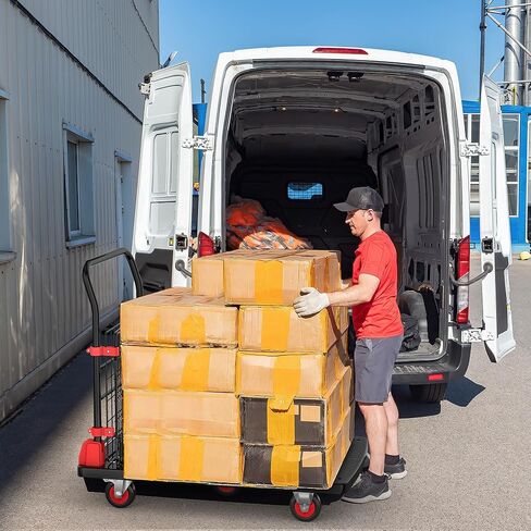 YITAHOME Platform Truck Cart with Cage, 36 x 24 in 1000LBS Capacity Folding Cart with Wheels,Heavy Duty Hand Moving Cart,Foldable Dolly Cart with Basket for Warehouse Luggage Moving in Saudi Arabia