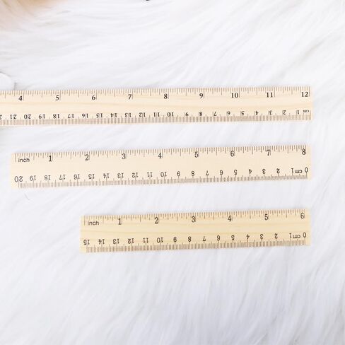 3 Pack Wooden Ruler 12 inch 8 inch and 6 inch Wooden Ruler Kit with Conversion Table Metric Straight Edge Linear Measurement Ruler,Wood Ruler for School, Classroom, Home, and Office in Saudi Arabia