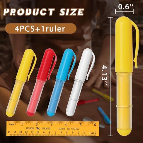 Fabric Chalk Markers for Sewing,Quilting,Crafting|Erasable Tailor Chalk|Work on Various Fabrics|Dosing Wheel Drawing Intricate Patterns Precise Lines-Per Pack(Red,Yellow,Blue,White and 1Ruler) in Saudi Arabia
