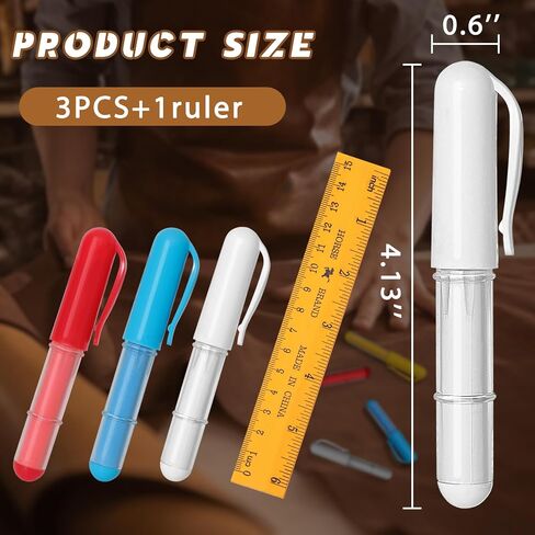 Fabric Chalk Markers for Sewing,Quilting,Crafting|Erasable Tailor Chalk|Work on Various Fabrics|Dosing Wheel Drawing Intricate Patterns Precise Lines-Per Pack(Red,Yellow,Blue,White and 1Ruler) in Saudi Arabia