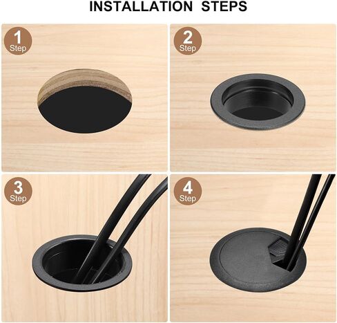uxcell 2Pcs Cable Hole Cover 3 Inch/80 mm ABS Desk Cable Wire Cord Grommet Hole Cover for Office PC Desk Cable Cord Organizer, Black in Saudi Arabia