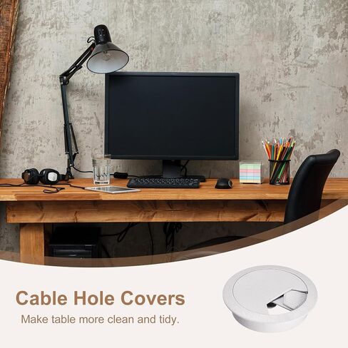 uxcell 2Pcs Cable Hole Cover 3 Inch/80 mm ABS Desk Cable Wire Cord Grommet Hole Cover for Office PC Desk Cable Cord Organizer, Black in Saudi Arabia