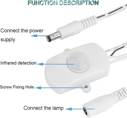 2 قطعة Mini Pir LED Motion Sensor DC 12v-24v 5A PIR مفتاح إضاءة مستشعر الحركة المنشط مع موصلات طاقة تيار مستمر ذكر وأنثى لشريط LED الخفيف in Saudi Arabia