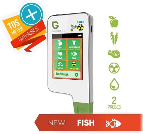 جهاز اختبار نترات الطعام 6 في 1 من Greentest ECO 5F، كاشف إشعاع عالي الدقة، عداد جيجر، جهاز قياس جودة المياه، TDS، محلل صلابة PPM، مقياس الجرعات للخضراوات والفواكه واللحوم والأسماك والماء in Kuwait