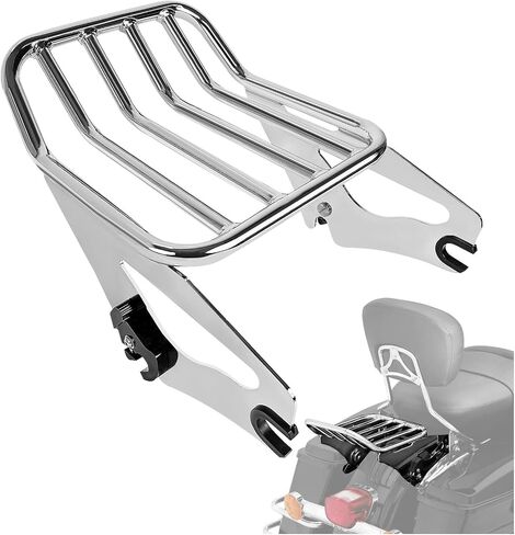 حامل أمتعة قابل للفصل من Chorme مزود برف تثبيت خلفي للدراجة النارية متوافق مع موديلات Harley Davidson Touring 2009-2023 Street Glide Road Glide Electra Glide Road King in Saudi Arabia