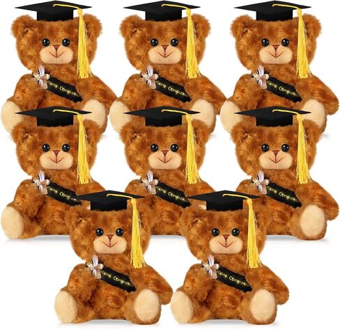 Sotiff 8 Pcs Graduation Plush Bear Bulk 7 Inch Stuffed Animal Bear with Graduation Hat and Diploma Graduation Gift for Friend Relatives 2024 Preschool College High School Graduation Party(Black) in Saudi Arabia