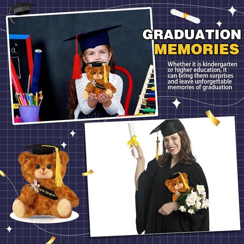 Sotiff 8 Pcs Graduation Plush Bear Bulk 7 Inch Stuffed Animal Bear with Graduation Hat and Diploma Graduation Gift for Friend Relatives 2024 Preschool College High School Graduation Party(Black) in Saudi Arabia