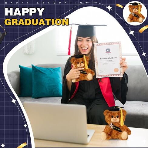 Sotiff 8 Pcs Graduation Plush Bear Bulk 7 Inch Stuffed Animal Bear with Graduation Hat and Diploma Graduation Gift for Friend Relatives 2024 Preschool College High School Graduation Party(Black) in Saudi Arabia