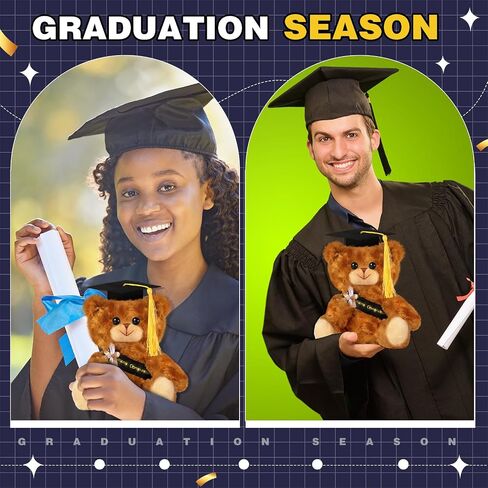 Sotiff 8 Pcs Graduation Plush Bear Bulk 7 Inch Stuffed Animal Bear with Graduation Hat and Diploma Graduation Gift for Friend Relatives 2024 Preschool College High School Graduation Party(Black) in Saudi Arabia