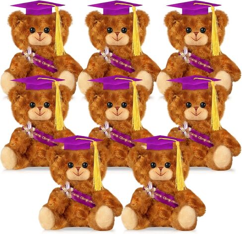 Sotiff 8 Pcs Graduation Plush Bear Bulk 7 Inch Stuffed Animal Bear with Graduation Hat and Diploma Graduation Gift for Friend Relatives 2024 Preschool College High School Graduation Party(Black) in Saudi Arabia